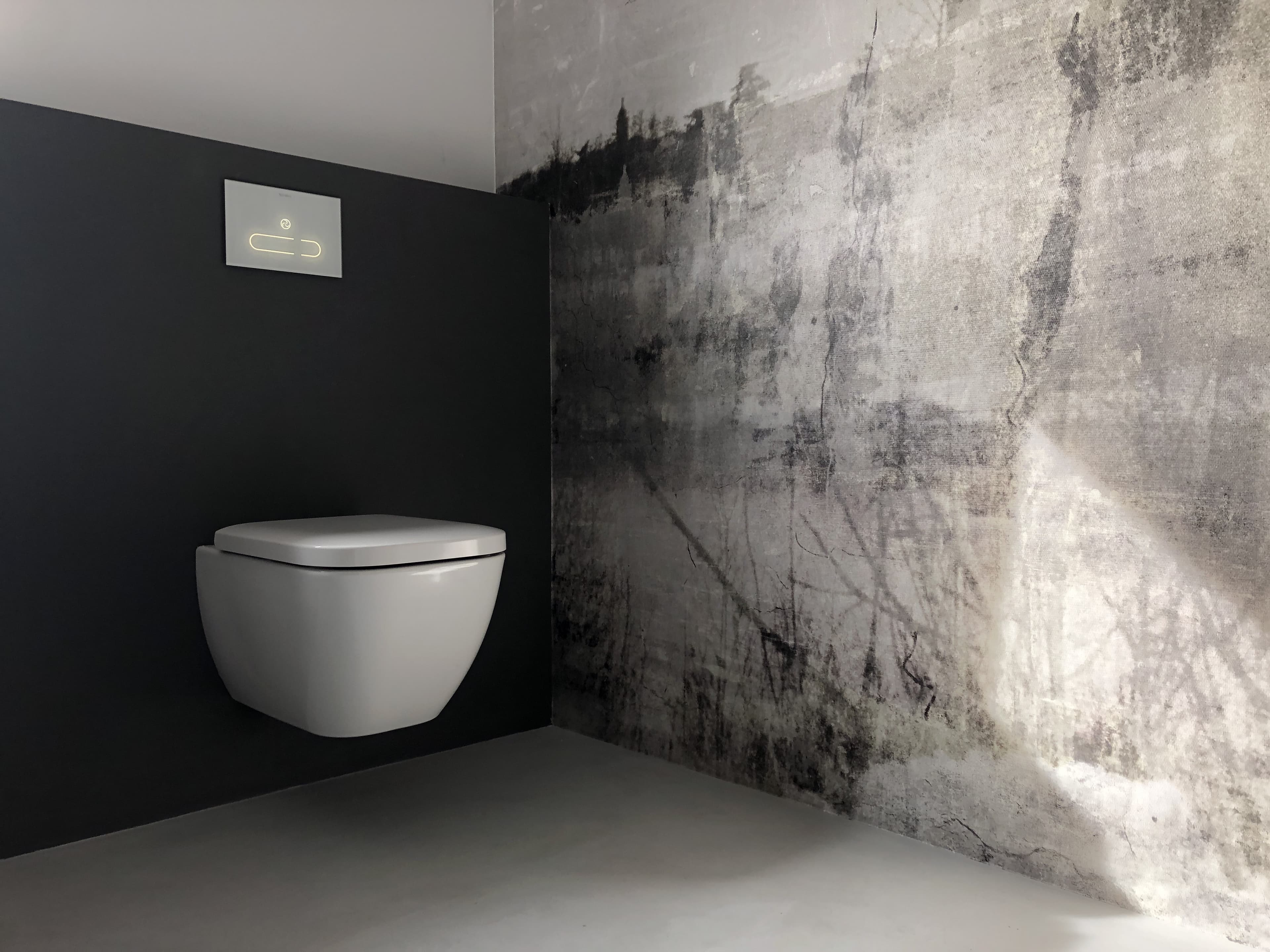 WC-Wand mit Betonoptik